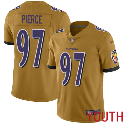Baltimore Ravens Limited Gold Youth Michael Pierce Jersey NFL Football #97 Inverted Legend